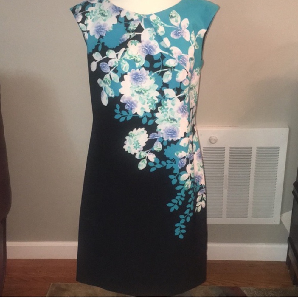 NWT New York & Company Black and Blue Floral Dress